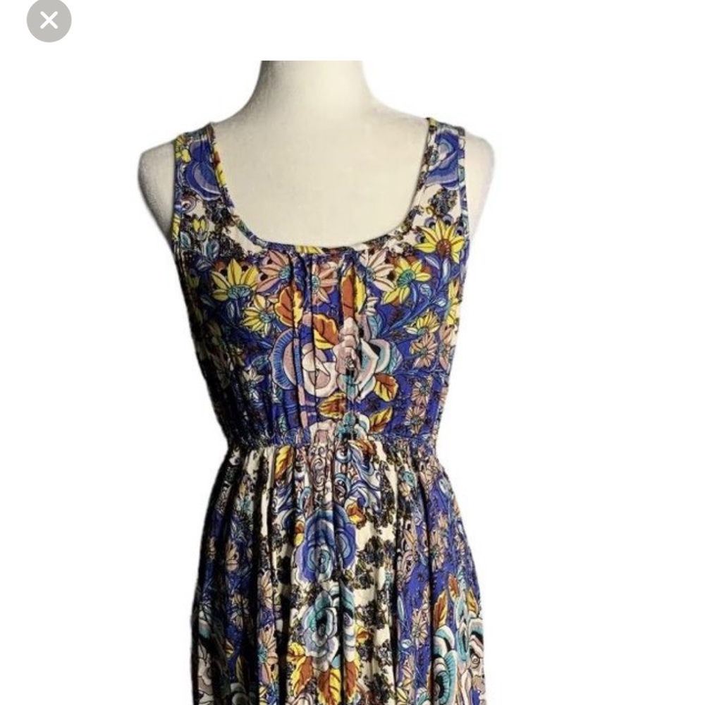 Lola P Handkerchief Shark Bite Hem Dress S Multicolored Floral Sleeveless